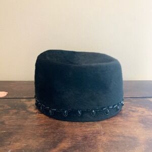 Jan Leslie Helios‎ French Room 1960s beaded mourning Vintage Hat made in Italy